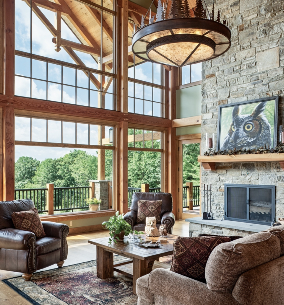 Two-Story Natural Stone Fireplace