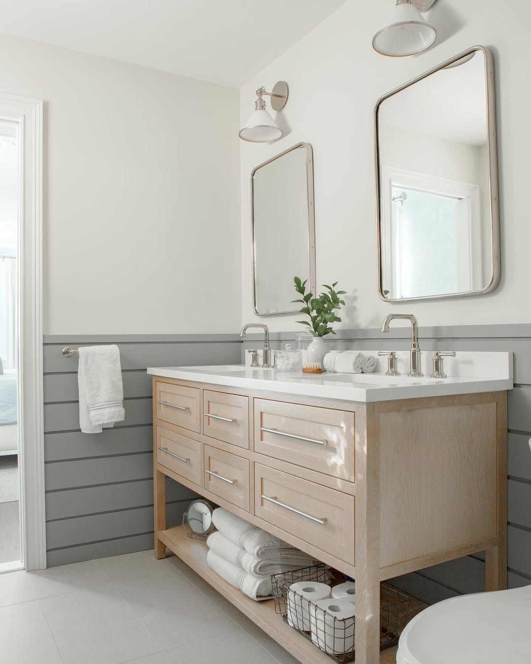 Two-Tone Half-Wall Bathroom Shiplap