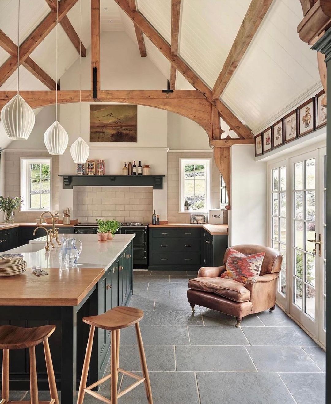 Vaulted Ceiling Cottage Kitchen