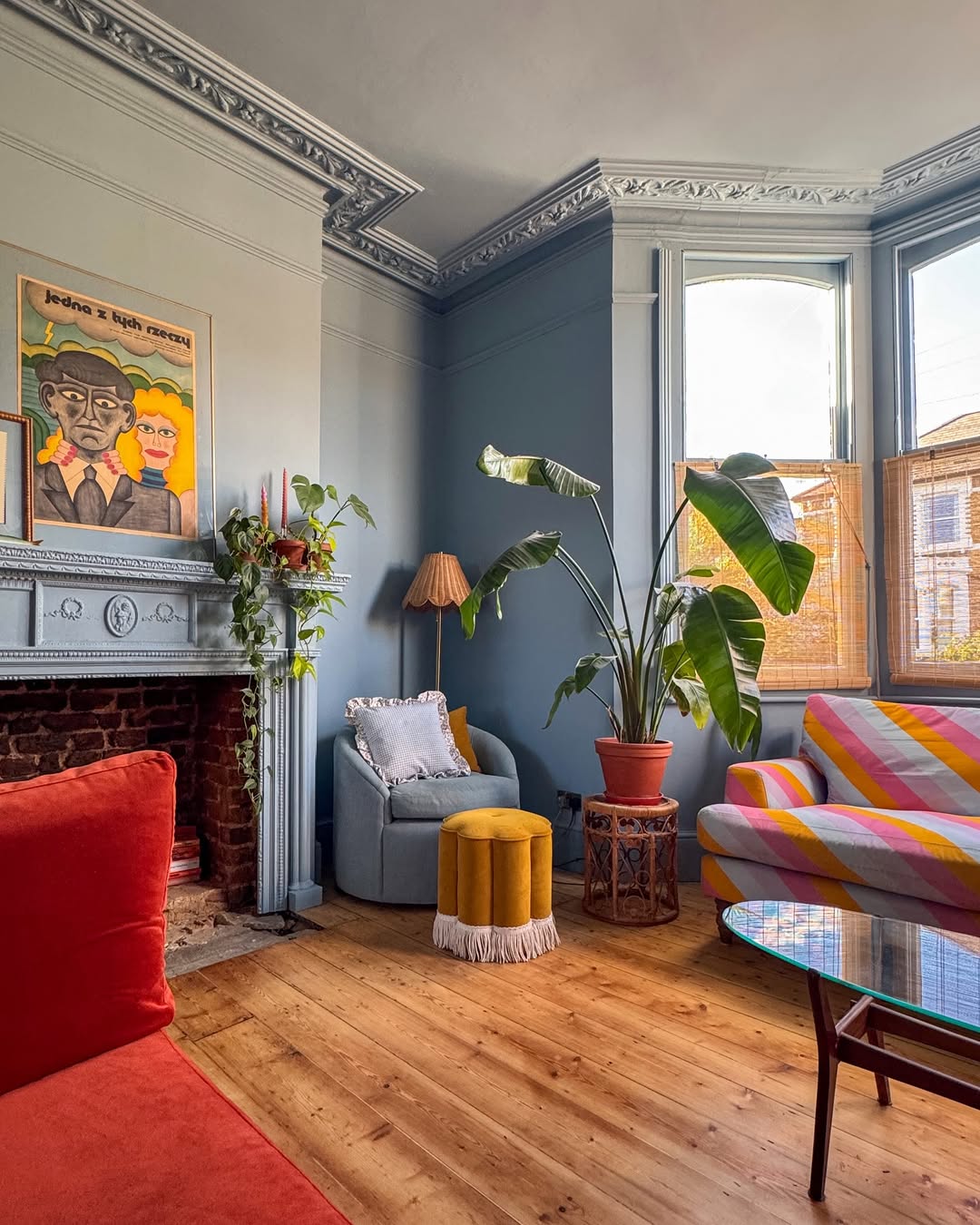 Velvet Striped Living Room Drama