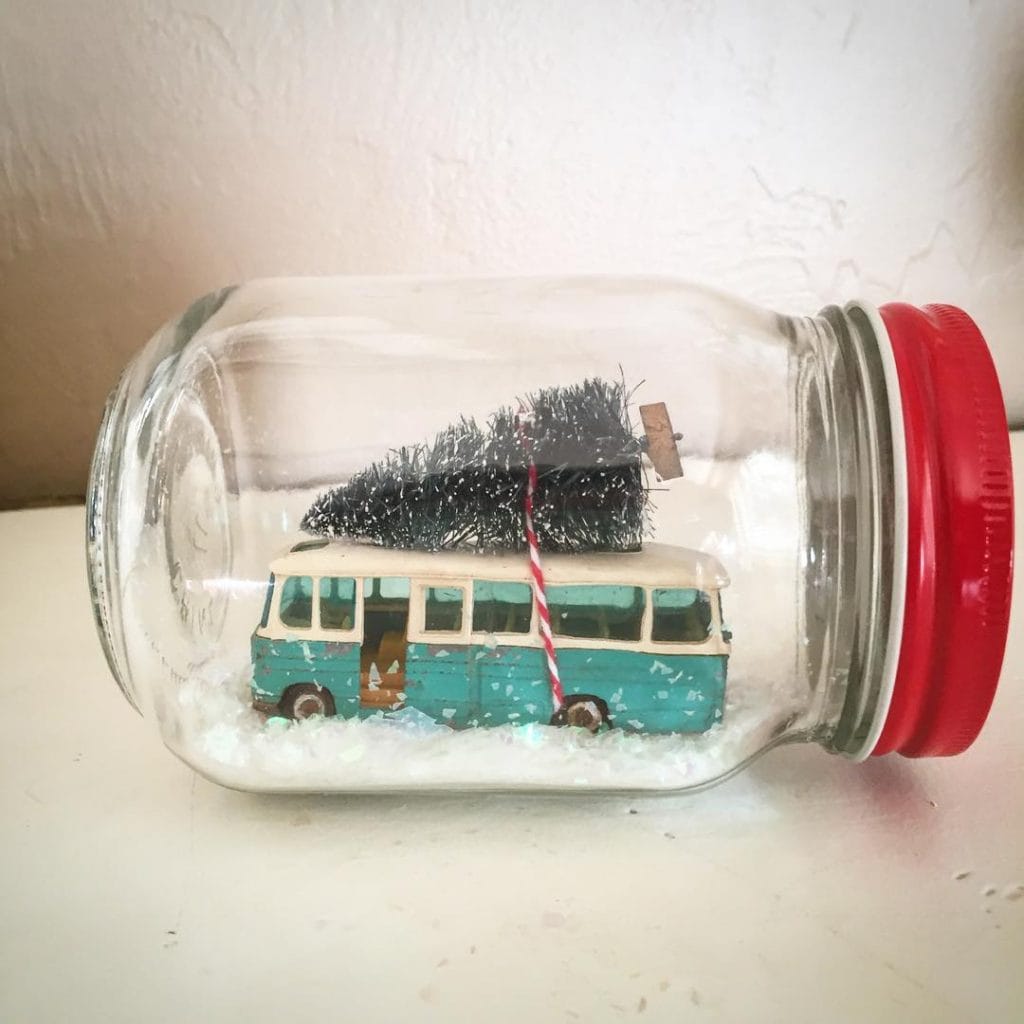 Vintage Bus Snowglobe Jar