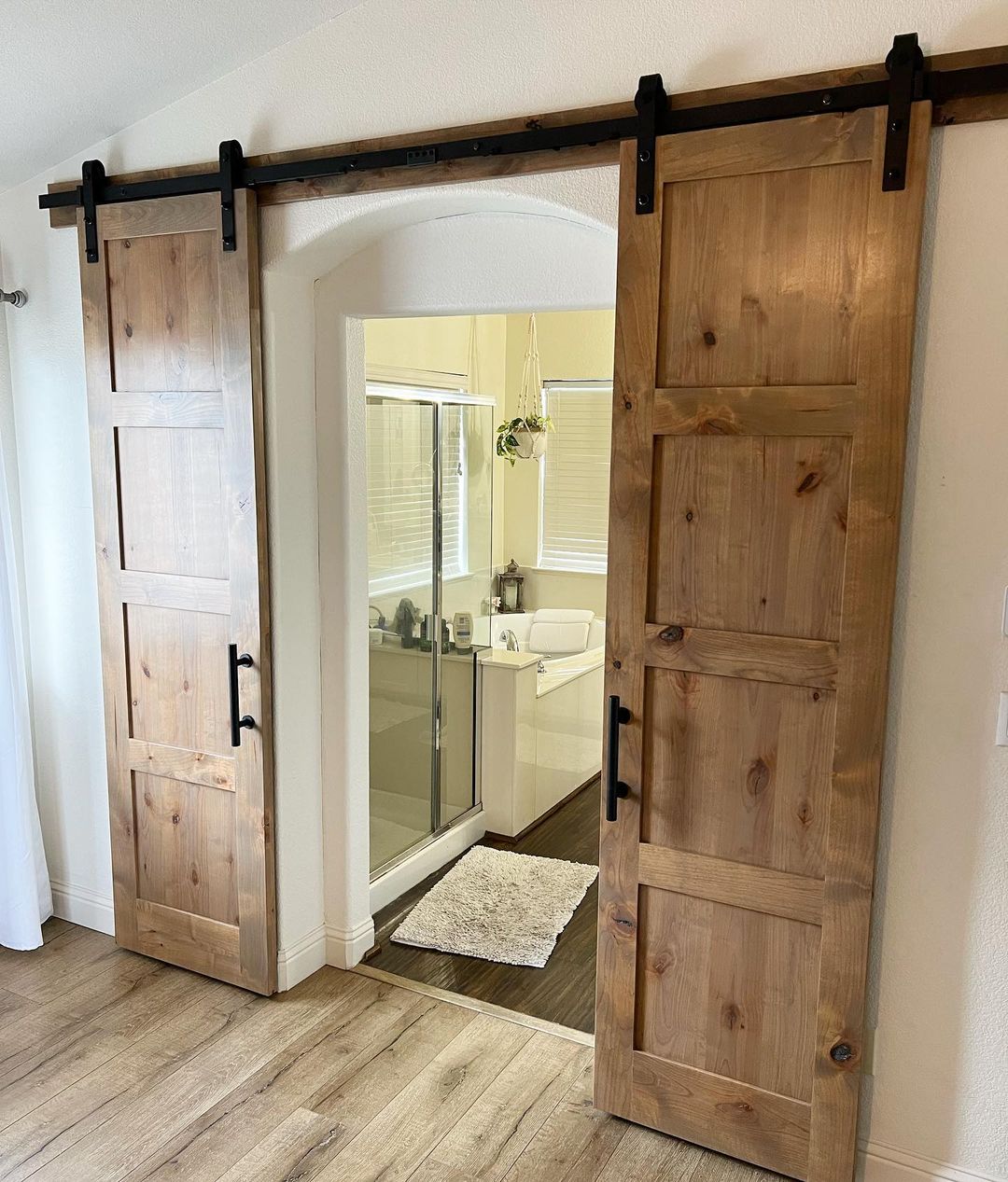 Warm-Toned Sliding Barn Door