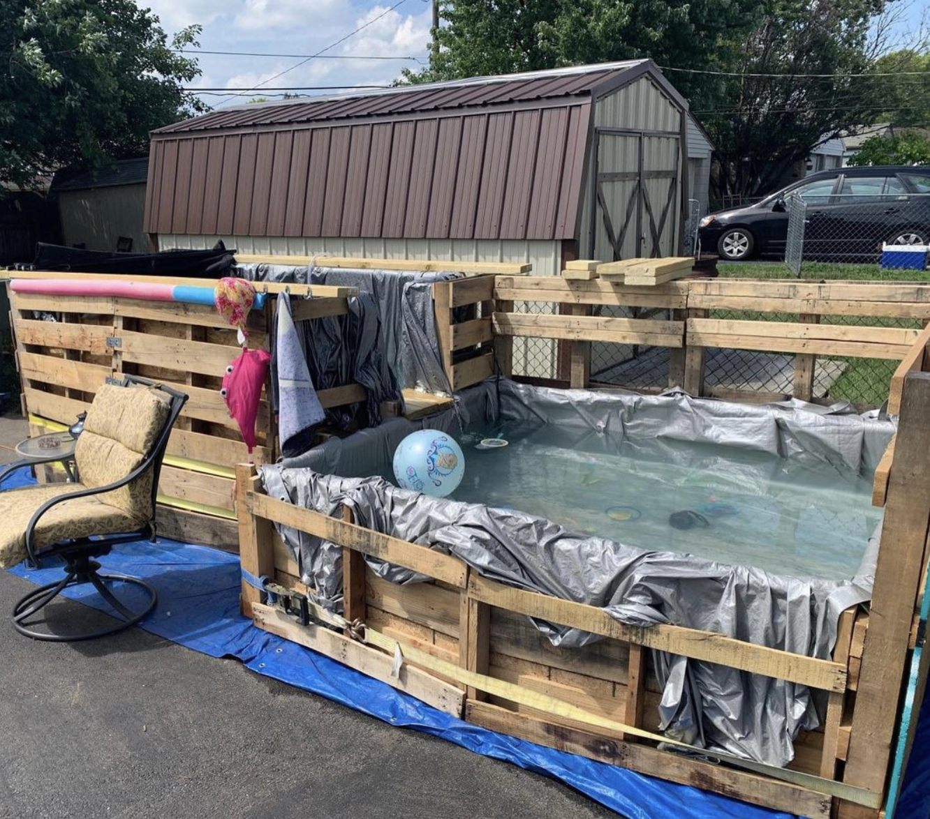Waterproof Plastic Cover for a Small Pallet Pool