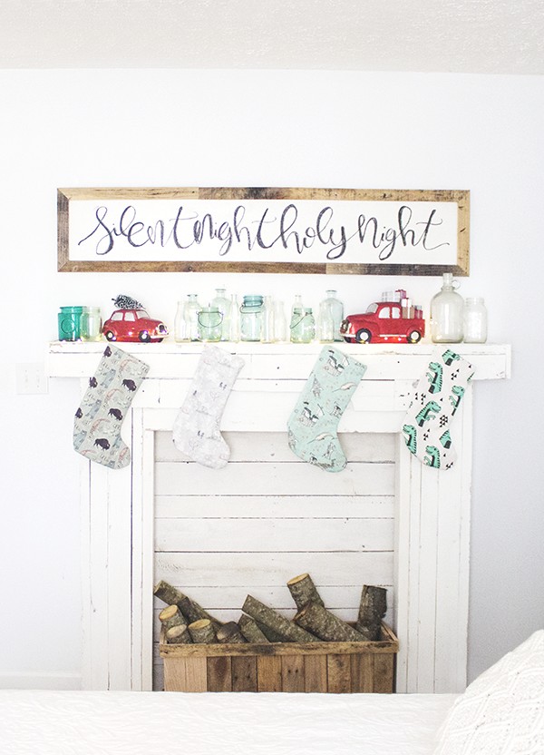 Weathered Chipped Rustic Faux Fireplace