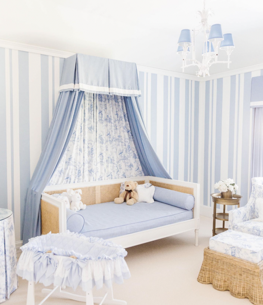 White and Blue Striped Wallpaper