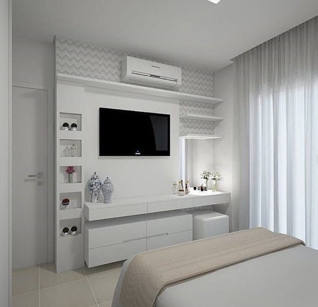 White Bedroom TV Wall