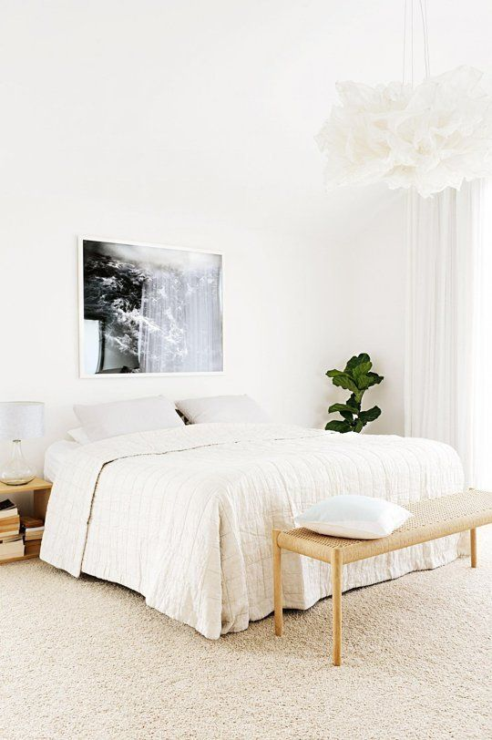 White Bedroom with Wood Details