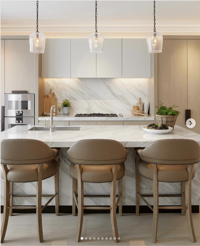 White Cabinet with Beige Bar Stool