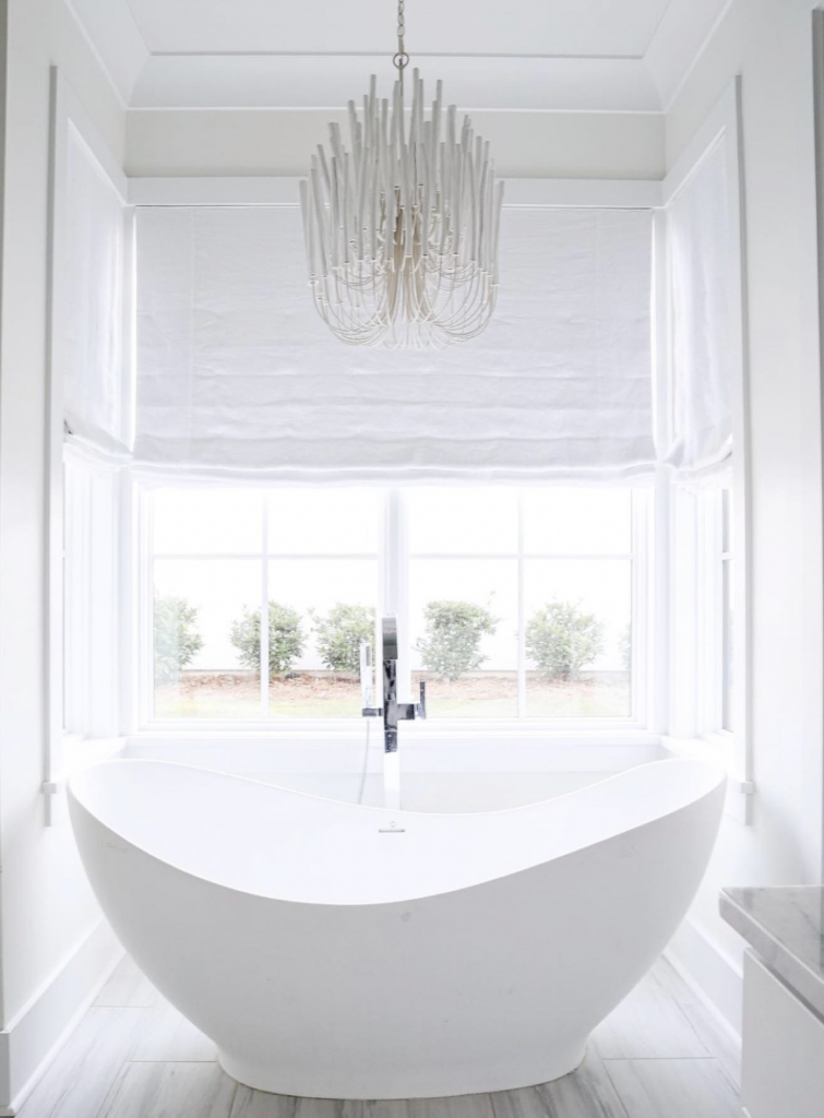 White Chandelier for a Modern Bathroom