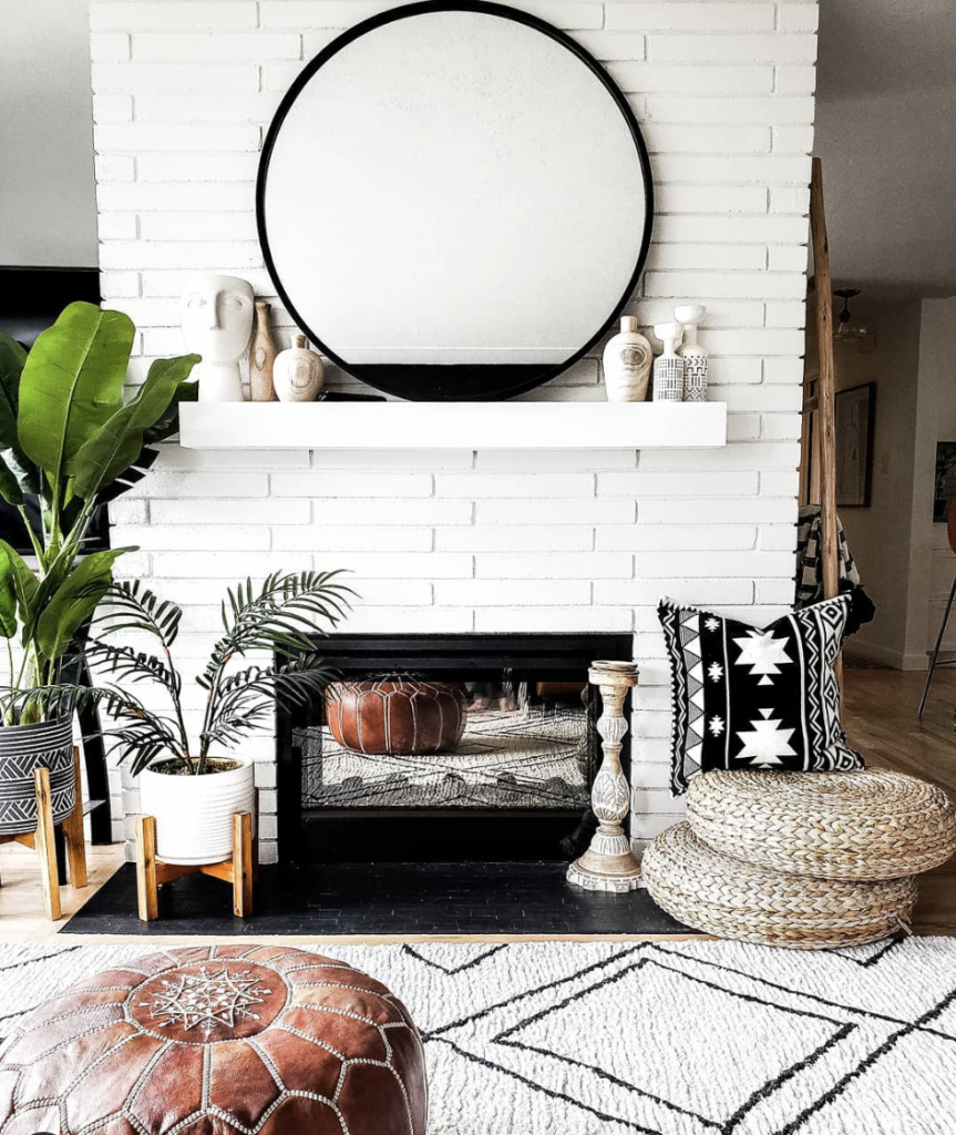 White Fireplace with a Black Hearth