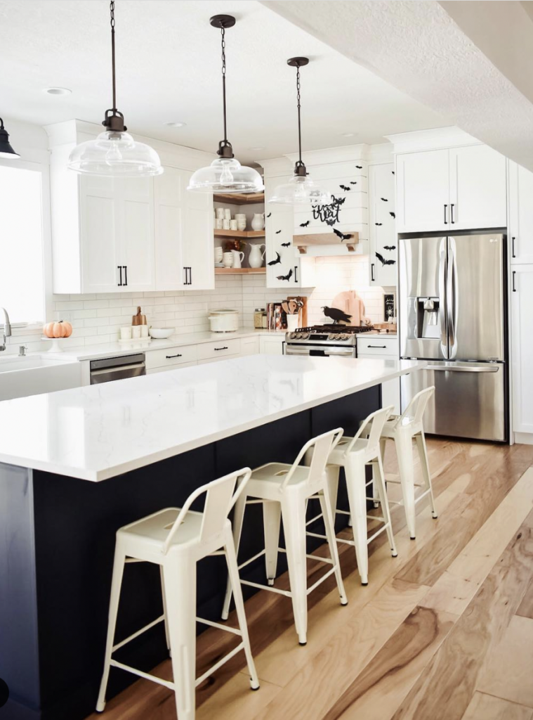 White Halloween Kitchen with Spooky Decor