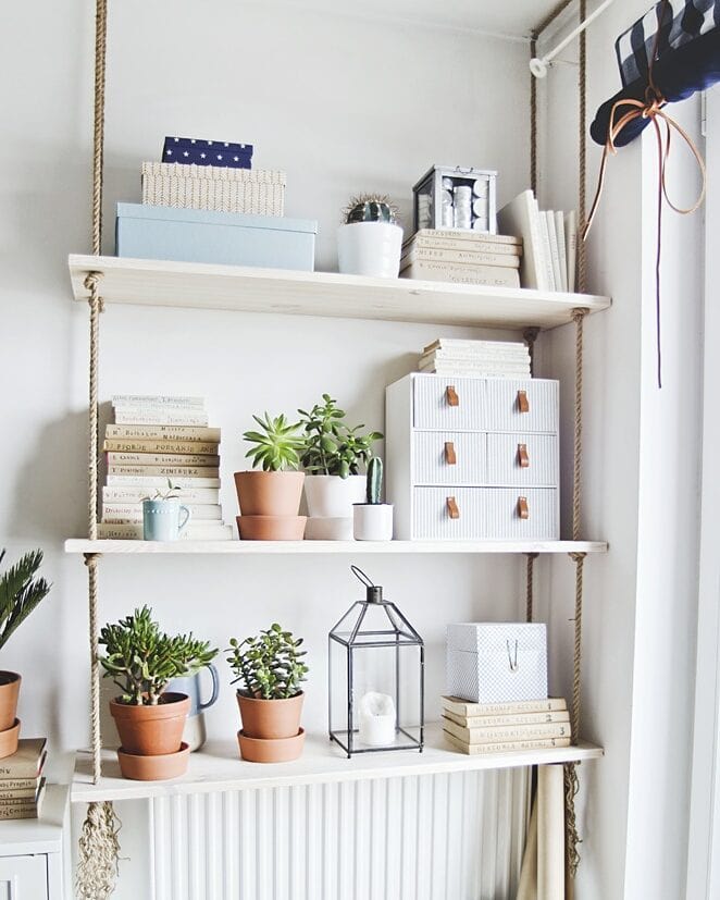 White Hanging Shelf Decor
