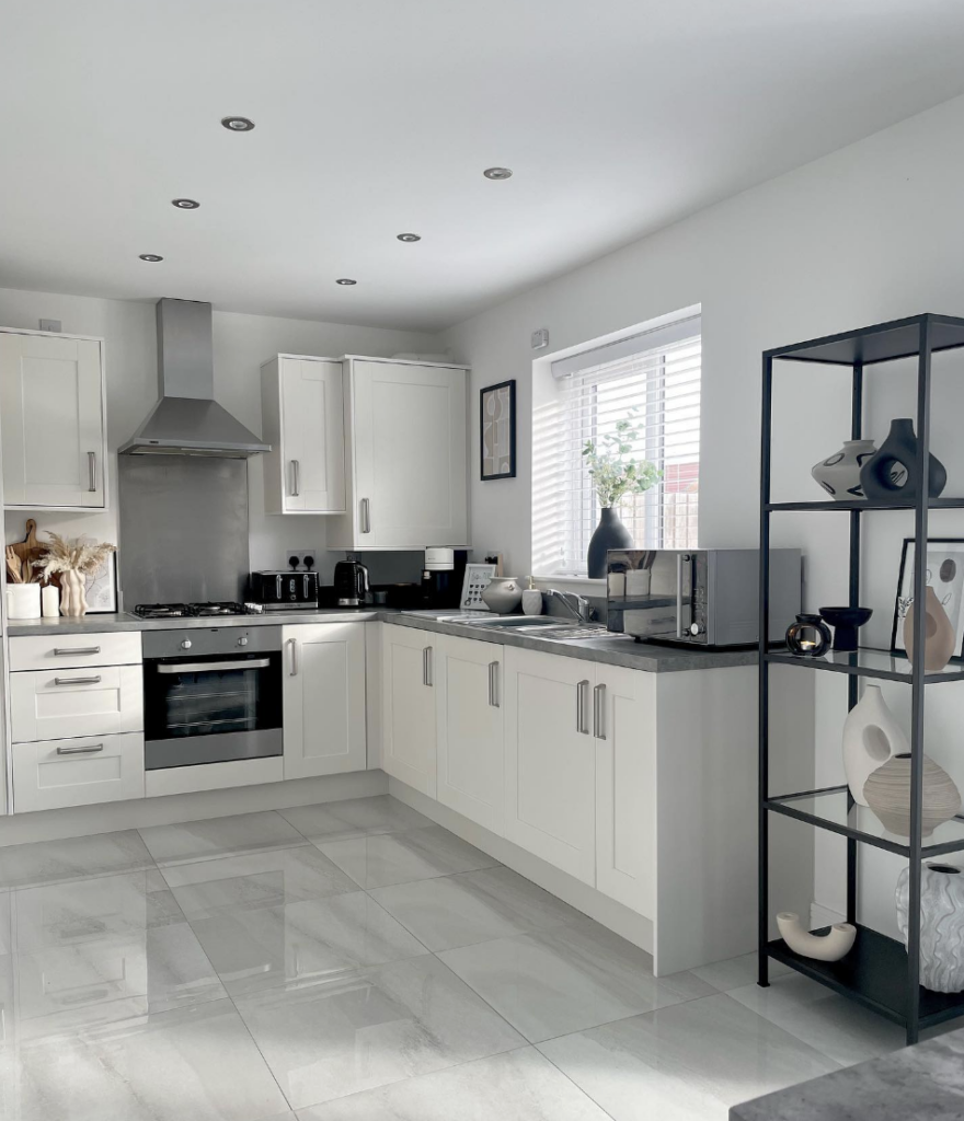 Dark Grey Countertops For A White Kitchen