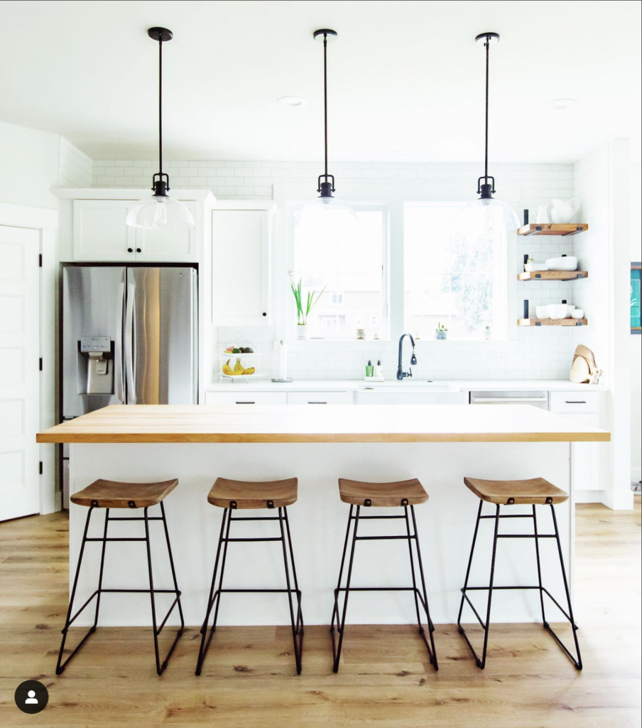 White Kitchen with Wood Accents