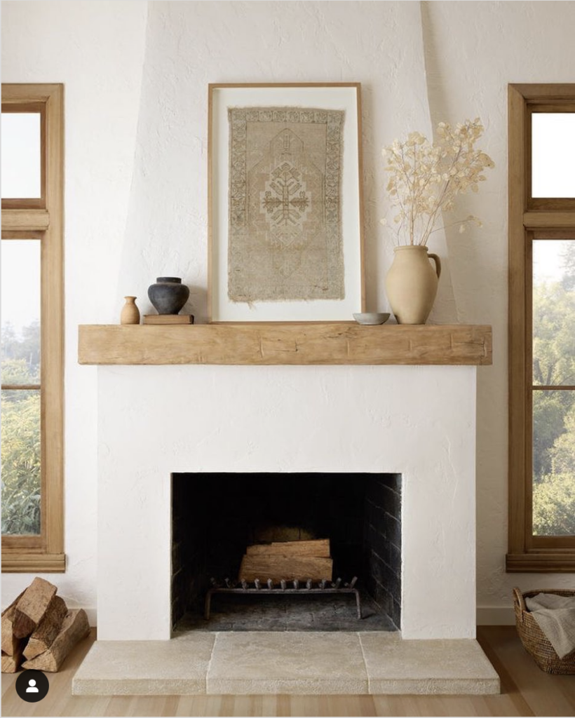 White Modern Fireplace Paired with Grey Tile Hearth