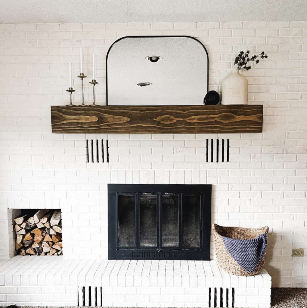 White Painted Brick Fireplace