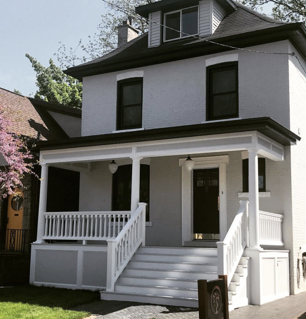 White Railing with Dark Exterior