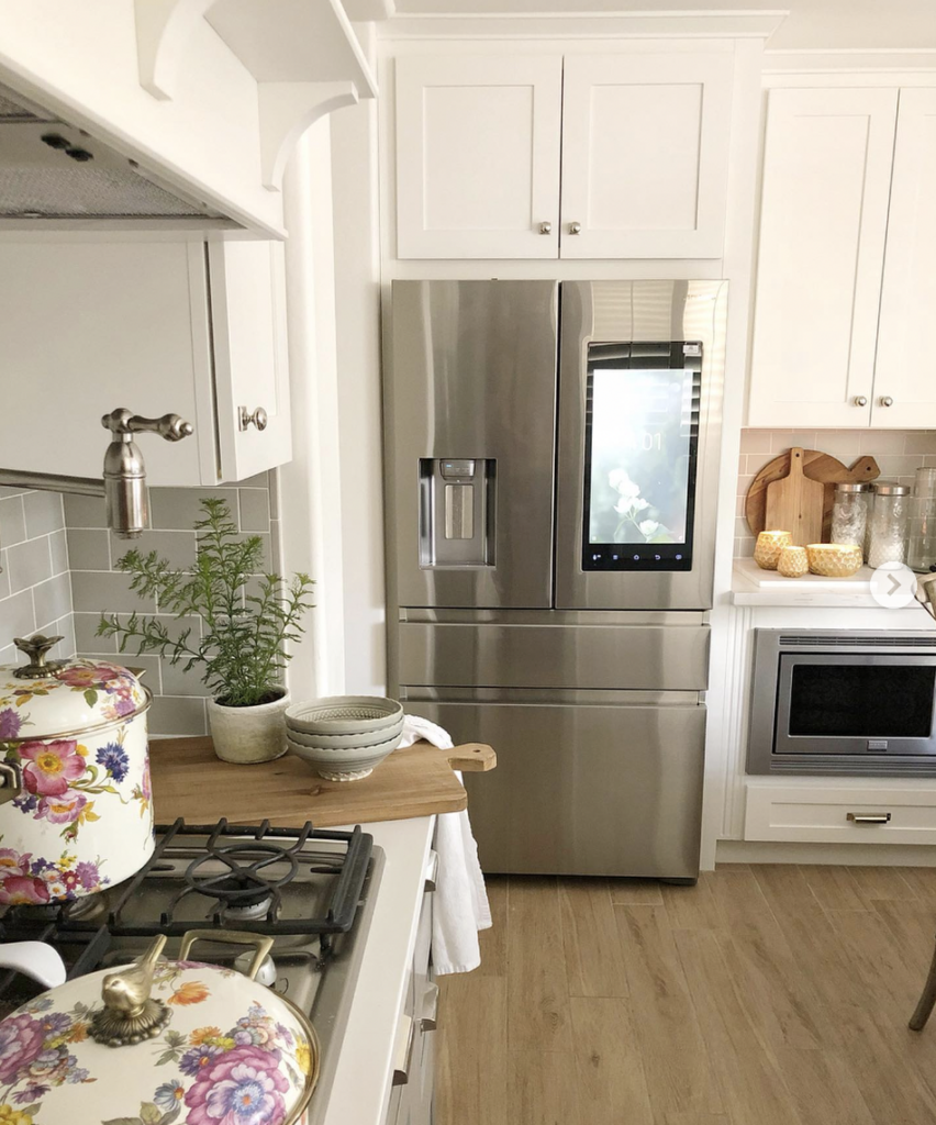 White Shaker Cabinet for an Awkward Area Above the Fridge