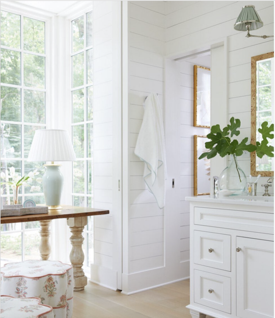 White Bathroom With Shiplap Walls