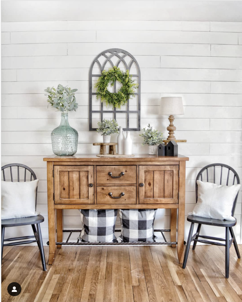 White Shiplap Wall Backdrop for a Grey Window Frame