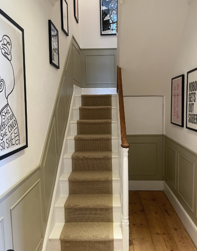 White Skirt Boards with Half-Height Green Board and Batten