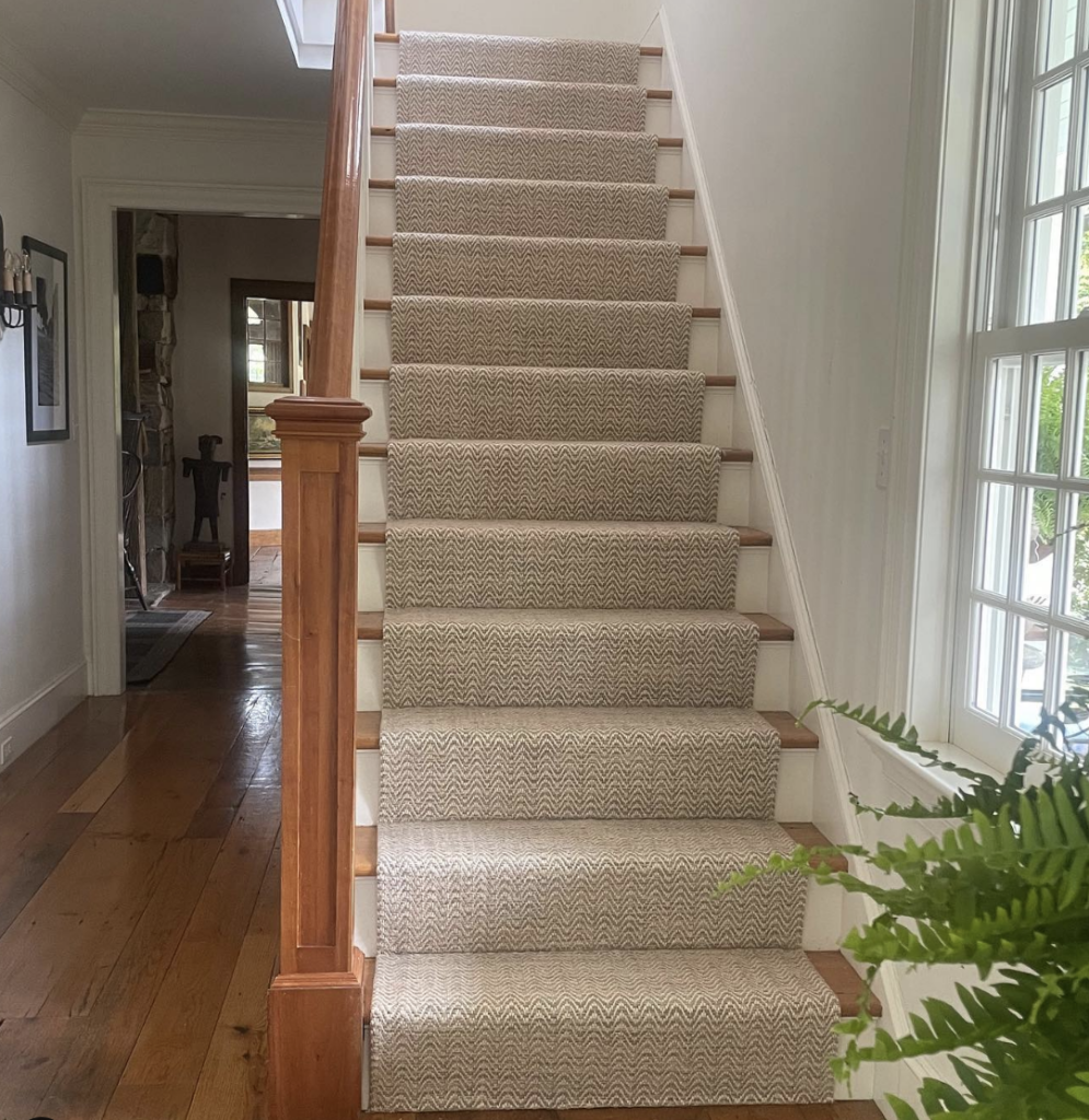 White Stair Skirtboard with Wood Risers