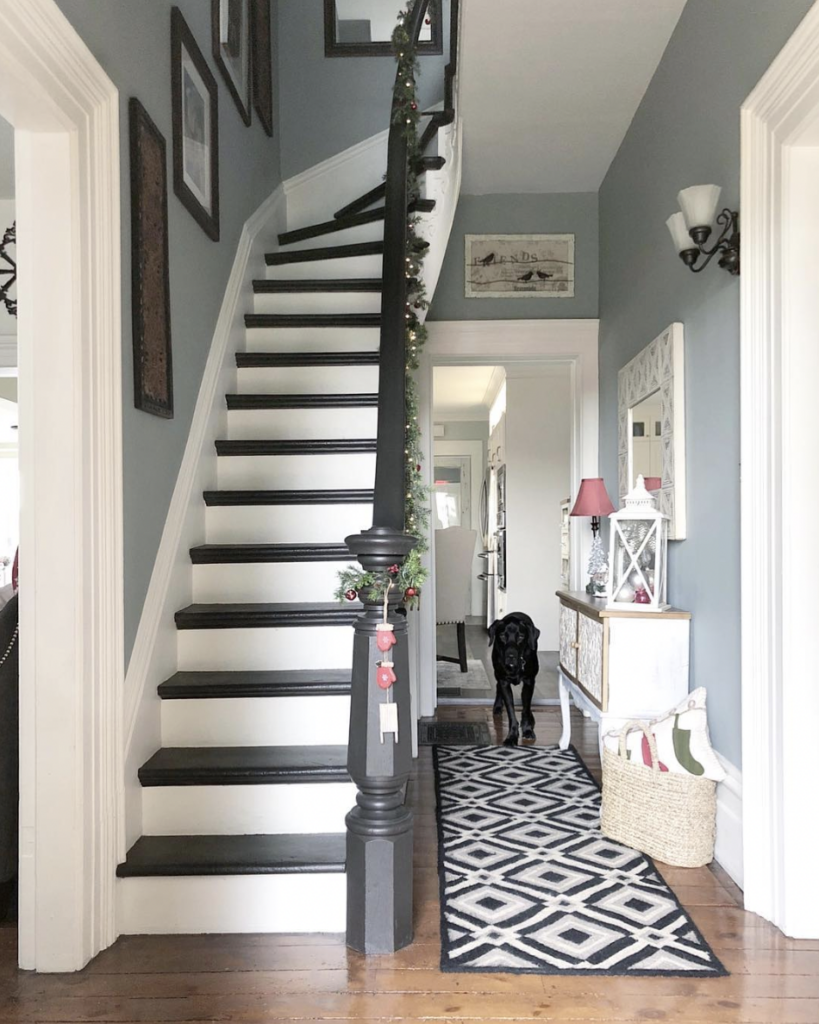 White Steps with Black Railings