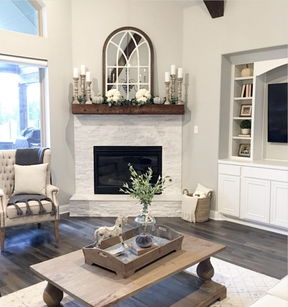White Tile Corner Fireplace