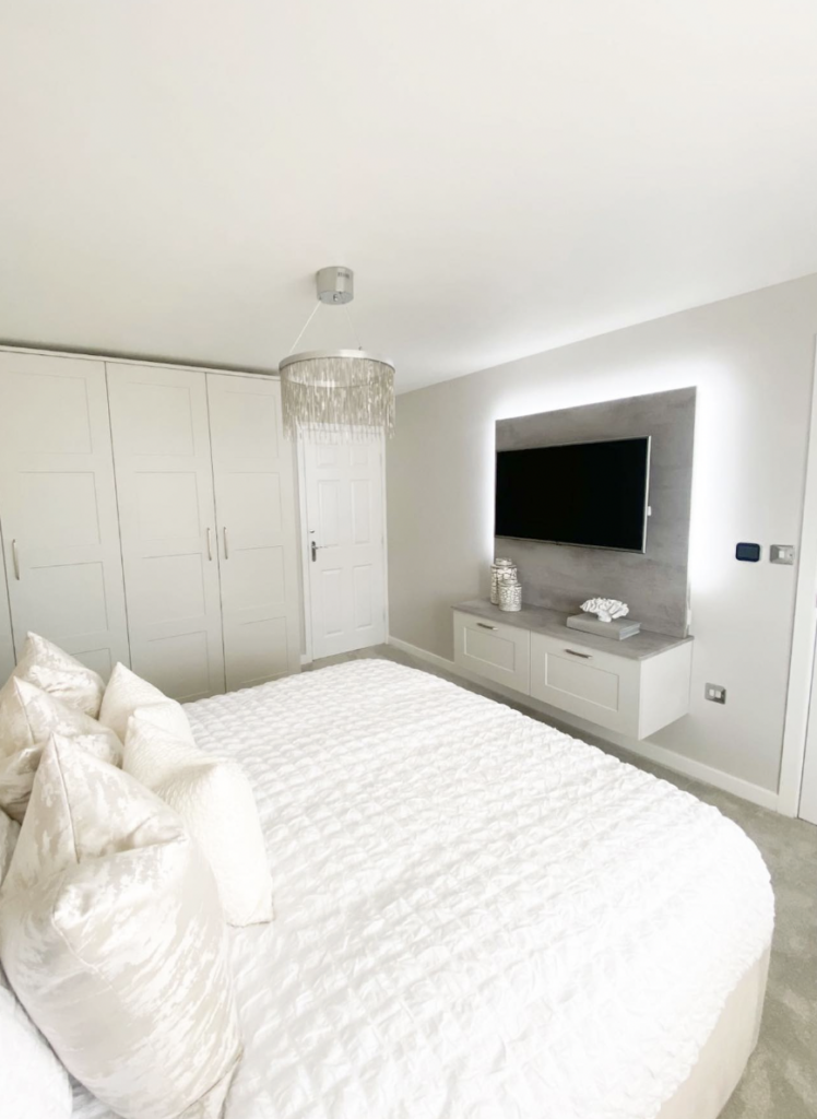 White Wall Mounted Bedroom TV