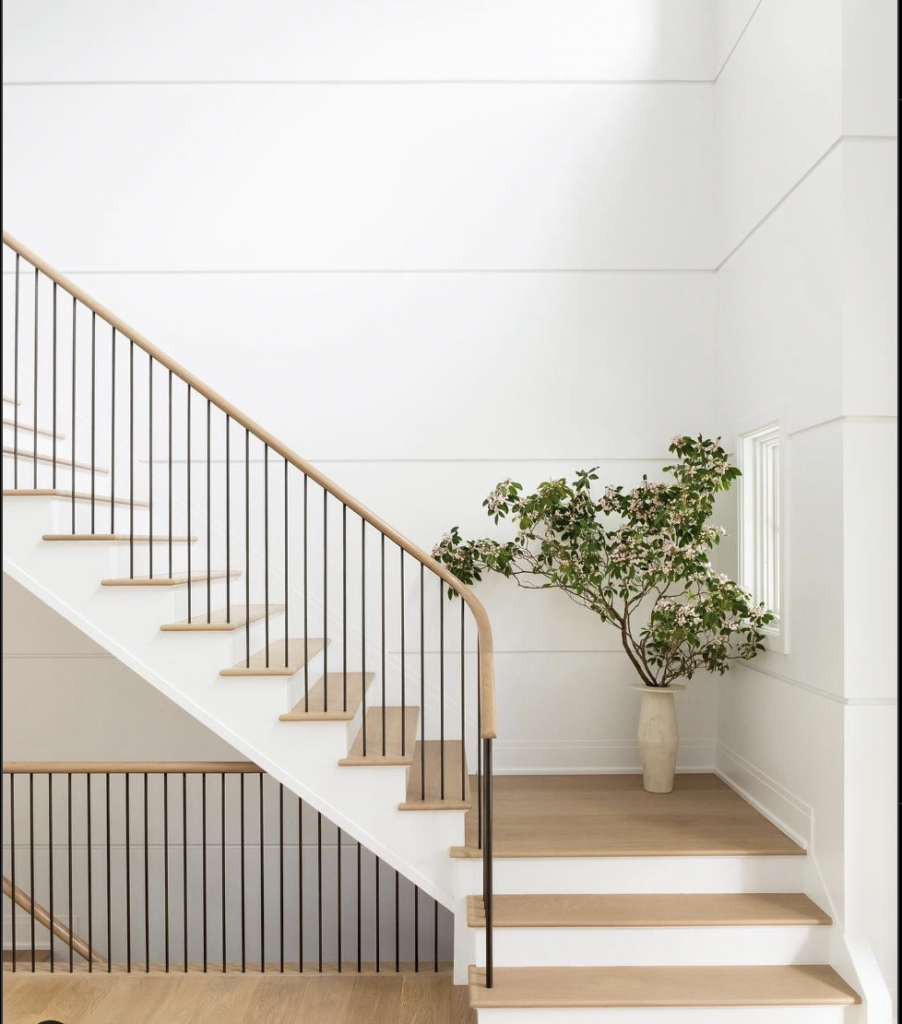 White Walls with a Wood Staircase