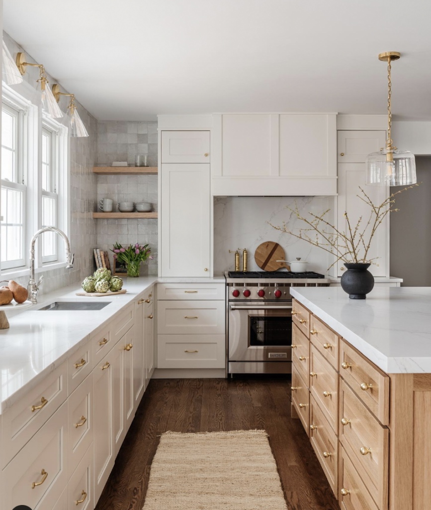 Window Glass and Gold Lights Over the Sink