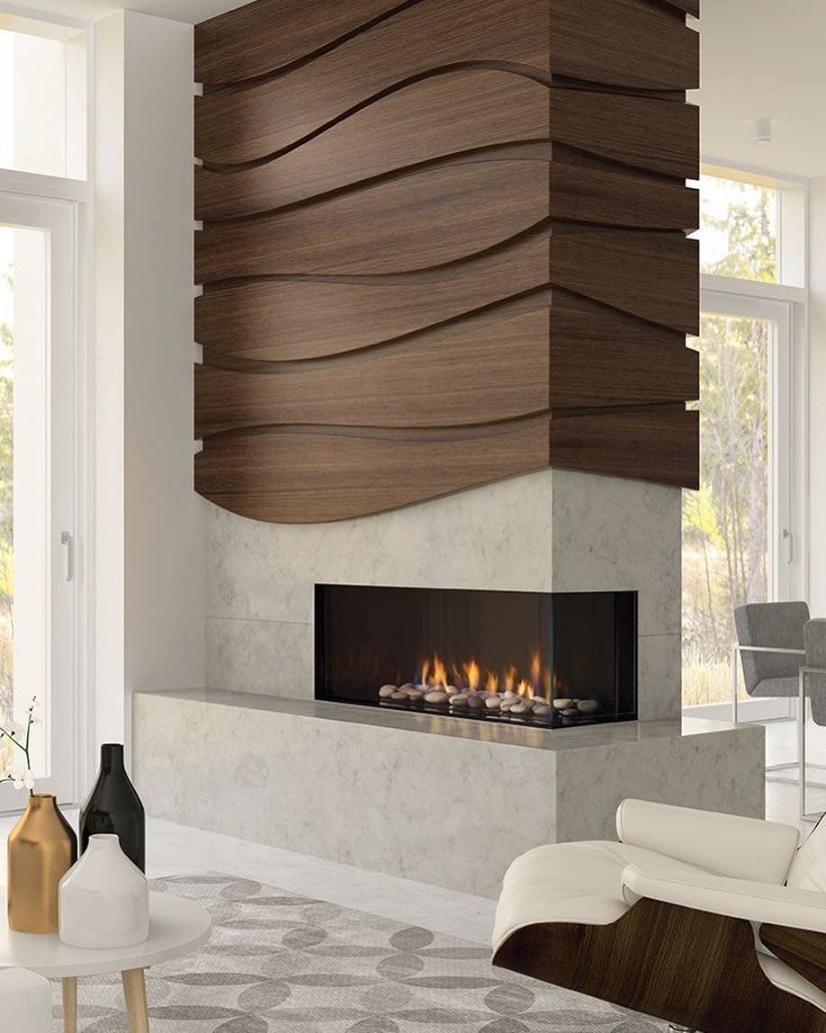 Wood-Accented Recessed Electrical Fireplace