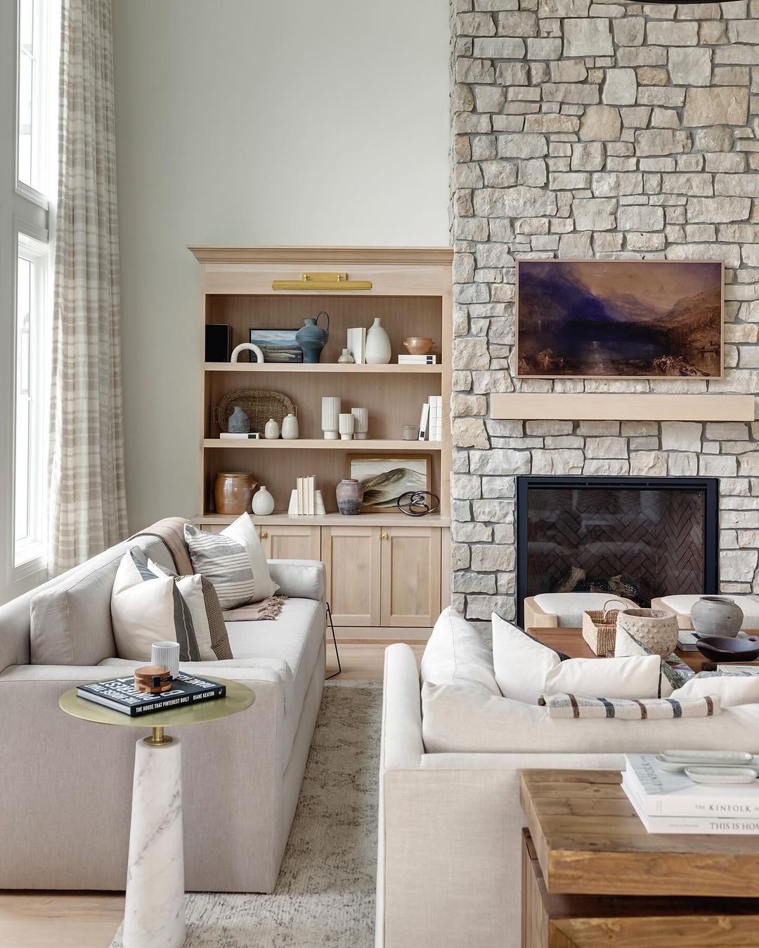 Contemporary Stone and Wood Harmony Fireplace Makeover