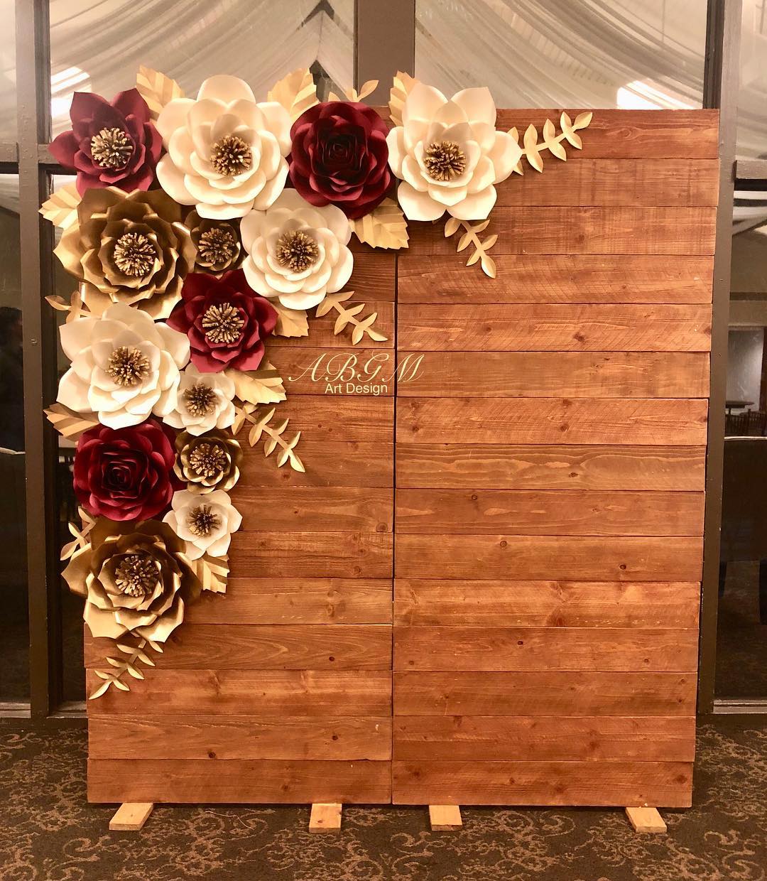 Wood Backdrop with Floral Elegance
