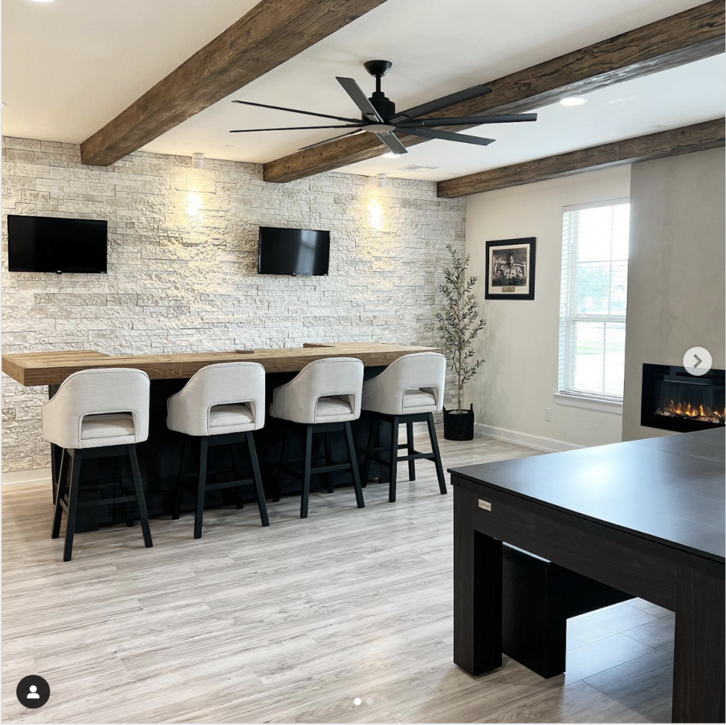 Wood Beam Detail and Manufactured Stone Accent Wall