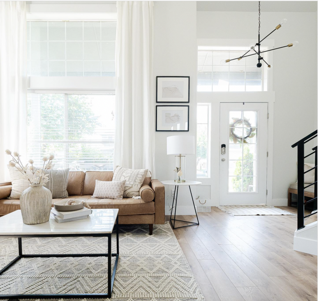 Wood-Floored White Living Room