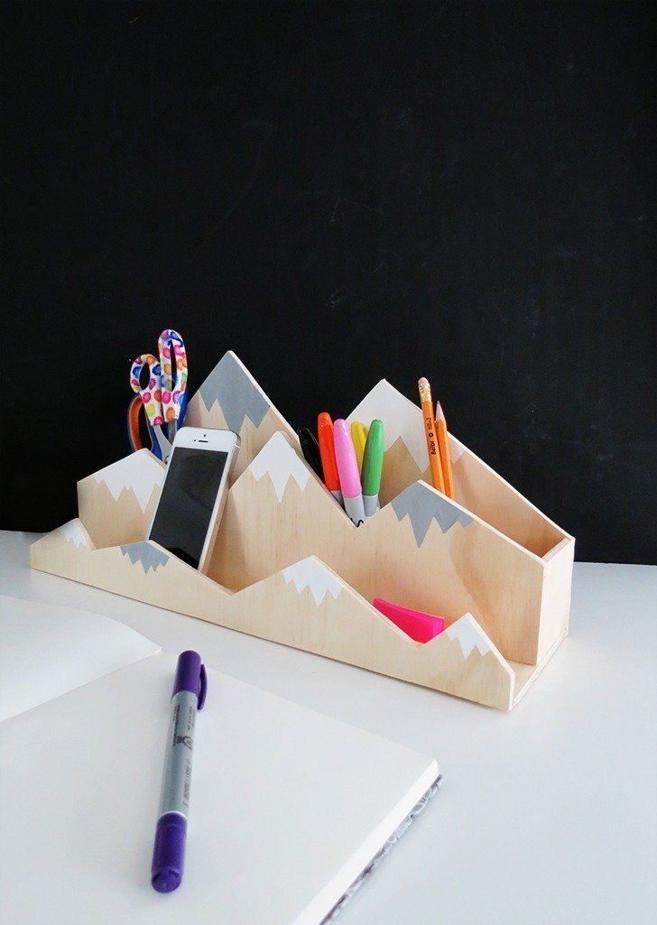 Wood Mountains and Valleys Desk Organizer