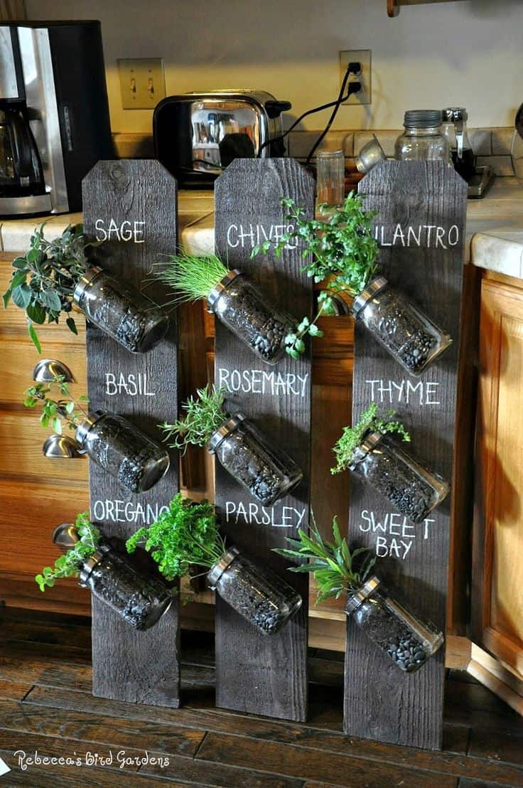Wood Pallet Mason Jar Garden