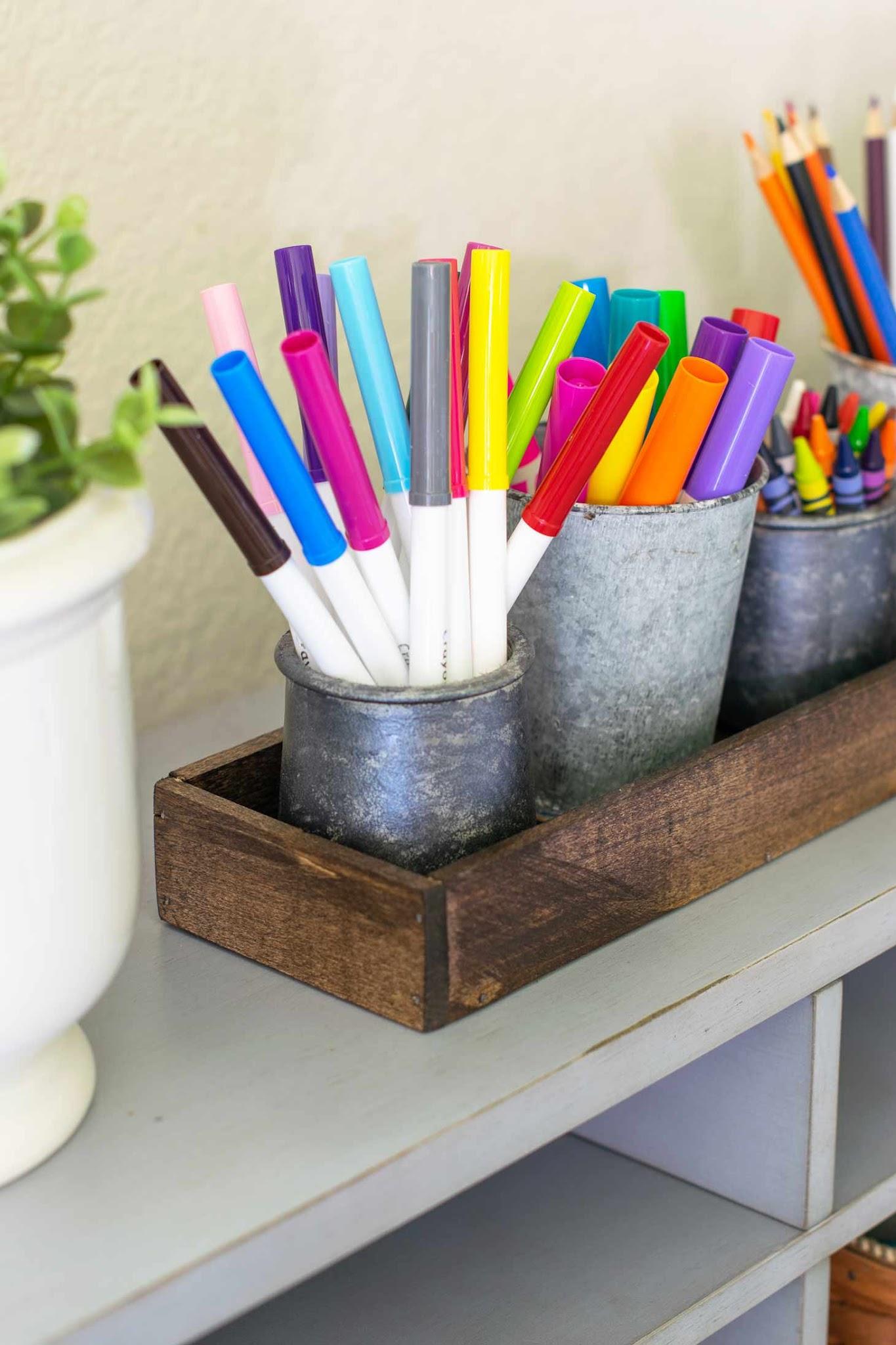 Wood School Supplies Organizer