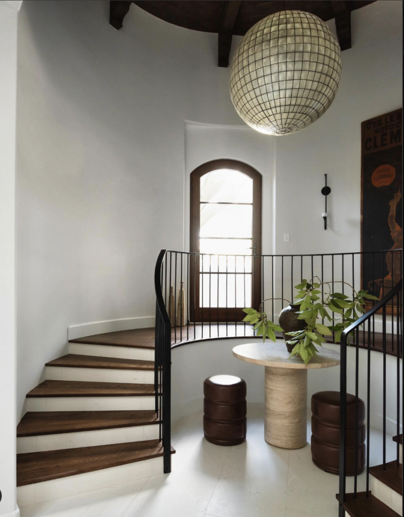 Wood Stairs with Black Banister
