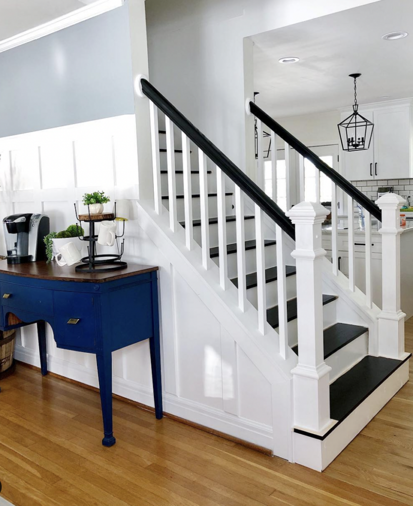 Wood Wainscoting and Two-Tone Steps