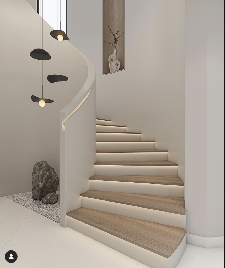Wood White Staircase Banister