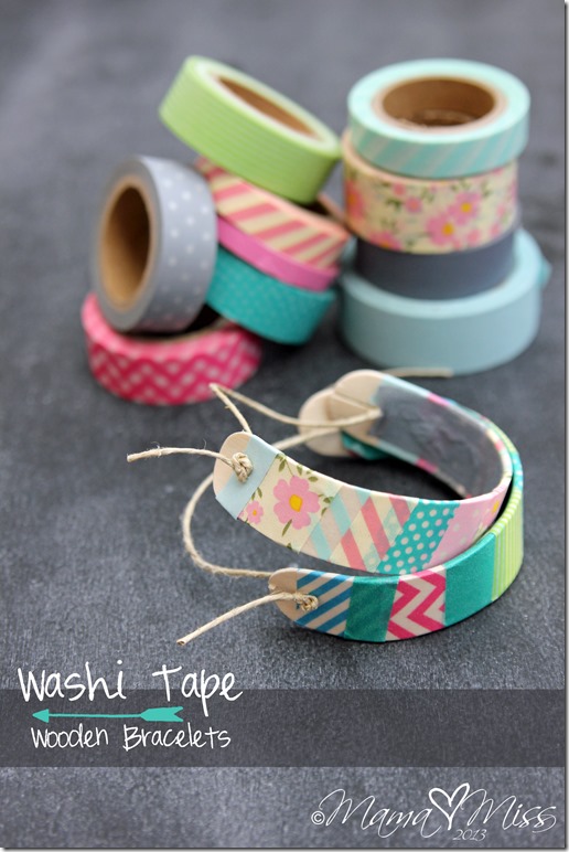 Wooden Bracelets with Washi Tape