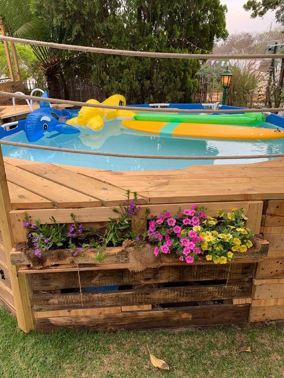 Wooden Pallet Pool Deck