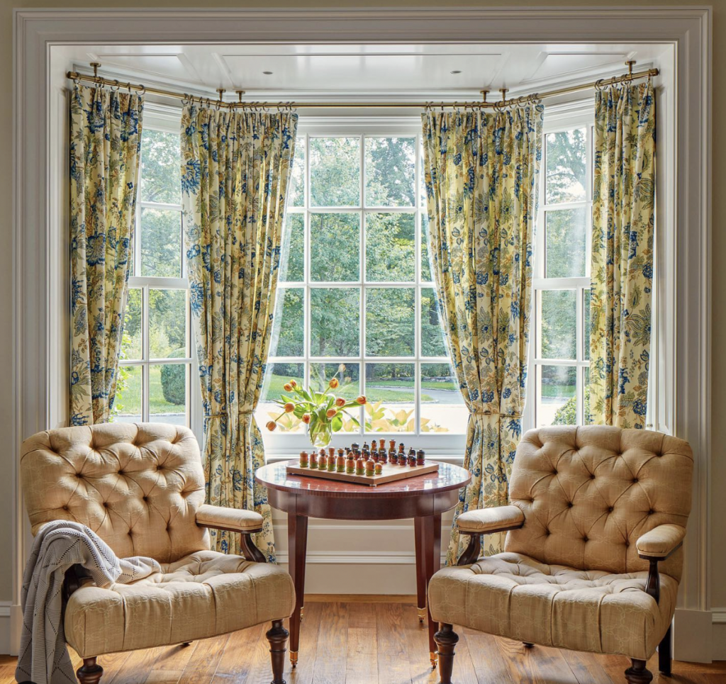 Yellow Floral Treatment for a Bay Window